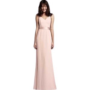 WHITE BY VERA WANG  V NECK CREPE SATIN  formal Dress